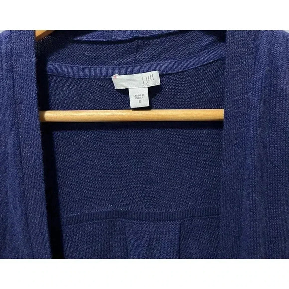 J. Jill Women's Linen Blend Back Pleat Cardigan Size Small Blue Relaxed Fit - Picture 3 of 6
